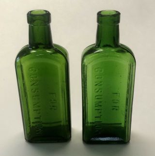 2 Dark Green Bottles Piso 