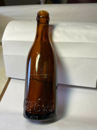 1914 Tullahoma,  Tenn.  " S ".  Amber Heel Script Coke Straight Side Bottle 4 - 07