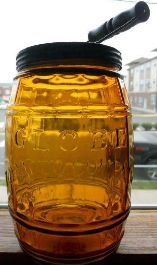 Sparkling Golden Yellow Honey Amber Globe Tobacco Company Detroit Cigar Jar