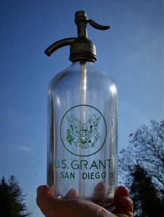 U.  S.  Grant Hotel Early Green Acl Western Seltzer Bottle San Diego,  California