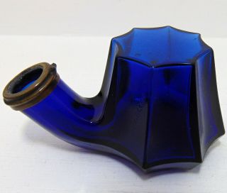 Cobalt Blue 8 - Sided " Tea Kettle " Ink Bottle C1870