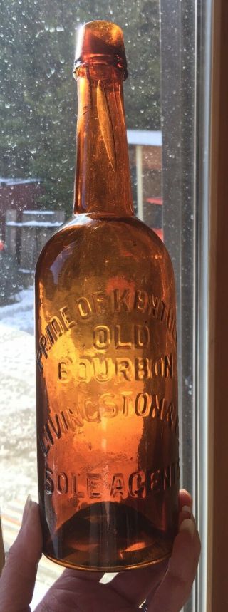 Early Pride Of Kentucky Livingston And Co.  Embossed Quart Whiskey Bottle