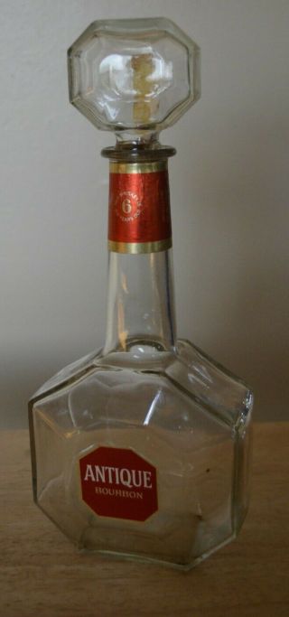Antique Bourbon 6 Year Old Kentucky Straight Bourbon Whiskey Glass Bottle Empty