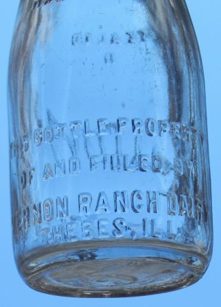 Vernon Ranch Dairy Thebes,  Ill Hastings Quality Milk Half Pint Milk Bottle