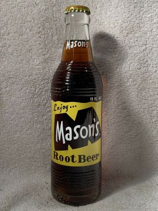 Full 10oz Mason’s Root Beer Acl Soda Bottle Frankie’s Bottling Roanoke,  Va