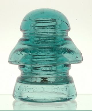 Cd 190 191 A.  T.  & T.  Co.  Transposition - Blue Aqua Glass Insulator