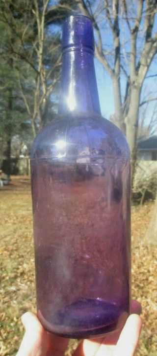 Purple Quart Cylinder Whiskey Bottle 3 Piece Mold 1890 