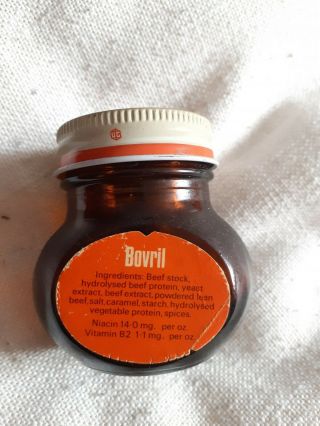 SMALL VINTAGE RETRO BOVRIL 2oz JAR - with labels - 1970s? 2