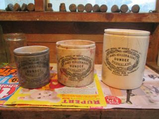 Small,  Medium & Large Victorian " Dundee Marmalades " (damage Shown).