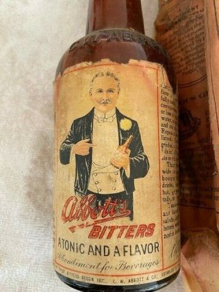c1920 Labelled Abbott ' s Bitters Bottle Baltimore MD with wraps 2