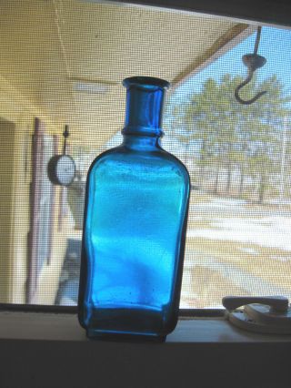 Cobalt Blue Early Ayers Hair Vigor Bottle.  6 - 1/2 Tall Rect Great Color