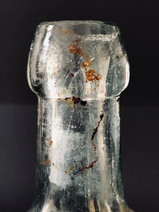 Antique Blob Squat Germantown Light Green Embossed Bottle C.  Miller 3