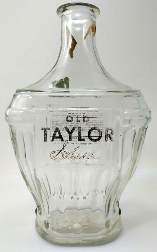 Old Taylor Kentucky Bourbon Whiskey 4/5 Quart Empty Grecian Decanter Bottle 