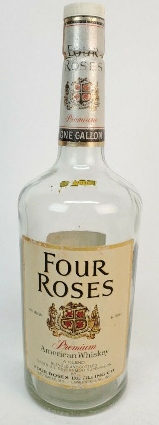 Vtg Four Roses Premium American Whiskey Liquor Glass Bottle One Gallon Size 19 "