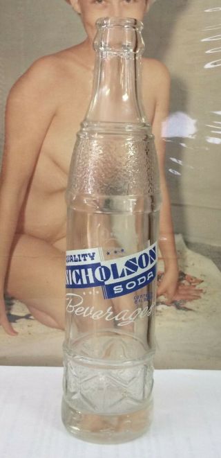 Nicholson Beverages Acl Soda Bottle Label Water Cap El Paso Texas Painted Flat