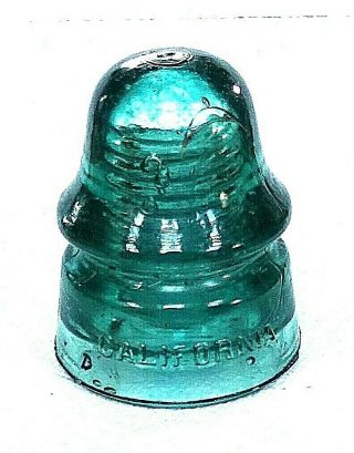 Dark Green Aqua California Cd 162 W/ Great Character Glass Insulator