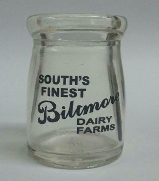 Biltmore Dairy 1/2 Oz.  Glass Creamer Bottle Black Print