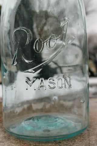 EARLY 1900 ' S ROOT MASON 1/2 GAL.  FRUIT JAR 2