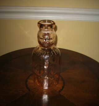Vintage Brookfield Baby Top Double Face One Quart Pink Glass Milk Bottle