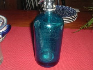 Antique Deep Blue Seltzer Bottle York Seltzer Co Bottle Made in Czechoslovia 2