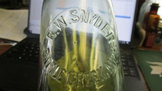 Battle Creek,  Mich R.  W.  Snyder Bls Blob Top Aqua Soda Bottle W/ Alden Bros Label