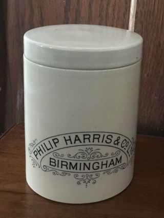 Antique ironstone pharmacy Philip Harris & Co Birmingham pot - Chemists pot RARE 2
