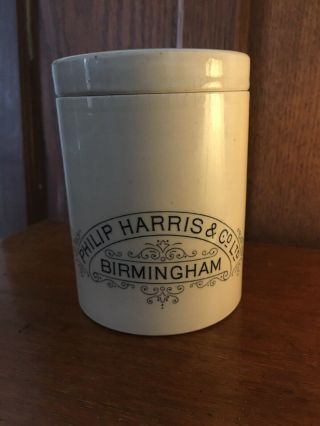 Antique ironstone pharmacy Philip Harris & Co Birmingham pot - Chemists pot RARE 3