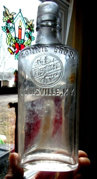 Half Pint Whiskey Flask Bonnie Bros.  Louisville,  Ky 1905 Era Dug L@@k