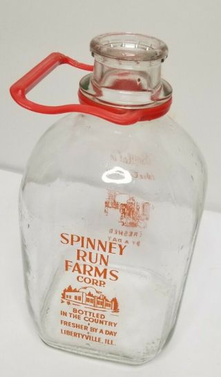 Vintage 1 Gallon Spinney Run Farms Libertyville Il Milk Jug Rare Gallon Size