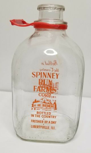 Vintage 1 Gallon Spinney Run Farms Libertyville IL Milk Jug Rare Gallon Size 2