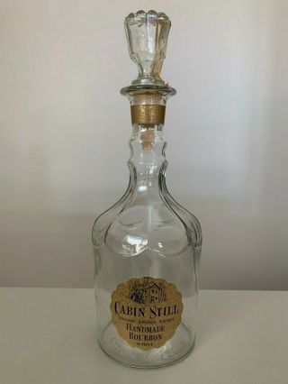 Vintage Glass Old Cabin Still Handmade Bourbon Bottle / Decanter Rare