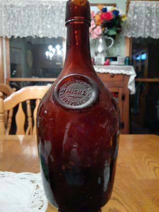 Paul Jones Louisville Ky Whiskey Bottle.  Amber.  1890 