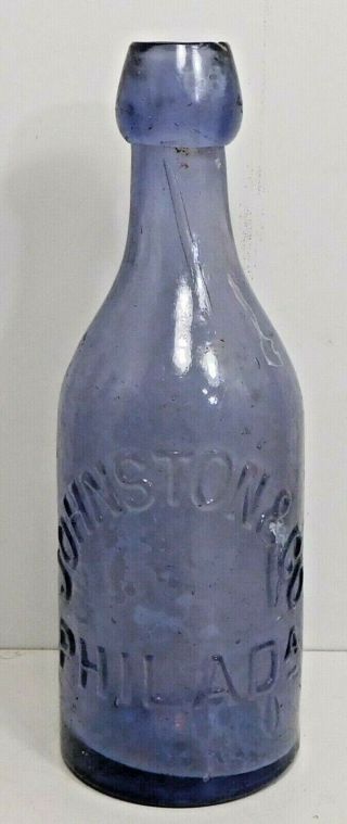 C1880 Ice Blue Blob Top Soda Bottle - Johnston & Co.  Philada.
