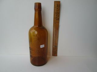 Antique Yellow Amber Whiskey Bottle Decker And Co.