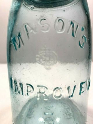 old Antique Midget Mason ' s IMPROVED Fruit JAR glass lid & band,  REVERSE CFJCo. 3