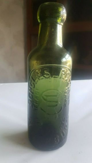 Rare Blob Top Green Soda Water Bottle Scholes Rostron Blackburn Mineral Water