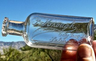 Ca 1888 Salinas,  California (monterey Co) " P Krough City Drug Store " Var Bottle