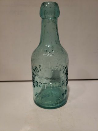 Willibald Kuebler Bottler - Easton,  Pa - Blue Aqua Blob Top Squat Soda Or Beer