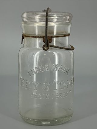 Vintage Antique Keystone Mason Canning Jar W Lid Estate Find