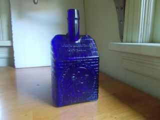 Pontiled Cobalt Blue North American Log Cabin Figural Bottle Clevenger Bros 1980
