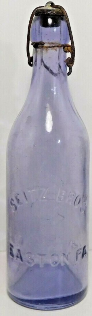 C1900 Ice Blue Beer Bottle - Seitz Bros.  Easton,  Pa.