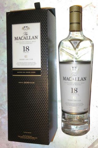 Macallan Sherry Oak Cask 18 Years Old 750 Ml Empty Bottle And Box 2019 Release