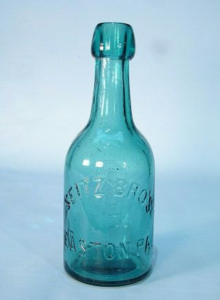 Easton Pa Seitz Bros Teal Green Color Squat Soda Or Beer Bottle