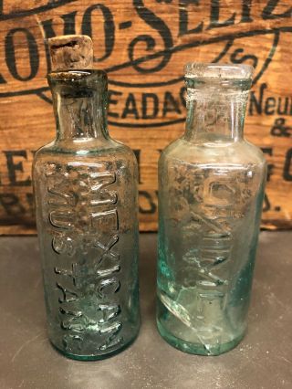 2 Pontil Mexican Mustang Liniment Antique Quack Patent Medicine Druggist Bottles