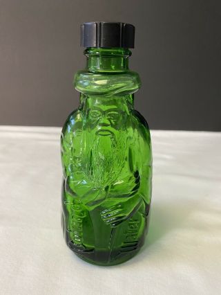 Poland Springs Moses Green Glass Figural Hiram Ricker Bottle 6 "