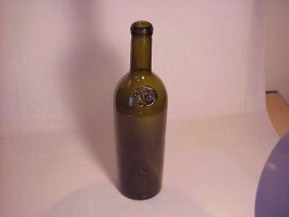 " C.  W.  A.  " Applied Seal Black Glass Wine Bottle Mid To Late 1880 