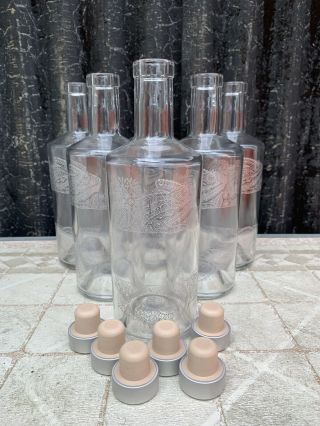 6 X Empty Gin Bottles (lovely Design) Inc Stoppers 700ml