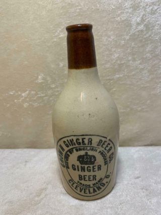 Antique Stoneware Crown Ginger Beer Bottle Co.  Cleveland Ohio 8 Oz.
