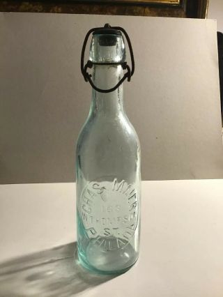 Chas Maier Antique Blob Top Soda Bottle 163 W Thompson St Philadelphia Pa
