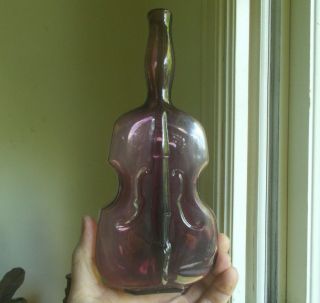Amethyst Violin Figural Bottle Hand Blown 10 " Large Size Color